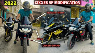 Gixxer SF BS6 Modification 2022 Update  CRASH GUARD  Db visor  mirror Indicators [upl. by Nrobyalc]