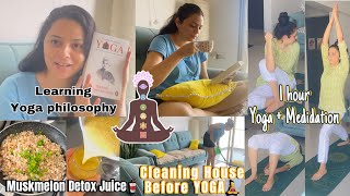 Vlog Finally Started learning YOGA philosophy Made Muskmelon Detox Juiceyoga sessions yogavlog [upl. by Nosreg]