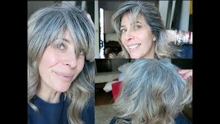 Transition to greywhite hair 5th month  Rocking Fashion amp Life in my 50s [upl. by Hploda]