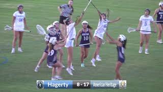 Hagerty VS American Heritage  Girls Lacrosse [upl. by Naicul]