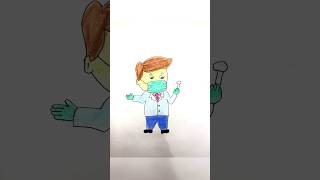 easy kids drawing 👨🏼‍⚕️😷shorts story funny comedy emotional drawing kids art doctor yt [upl. by Grosmark]