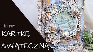 Świąteczna Kartka z użyciem papieru ryżowego  scrapbooking mixed media tutorial [upl. by Nolan]