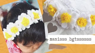 bandana bunga untuk bayi  balita  anak dari kain flanel 01  diy simple baby headband 01 [upl. by Arde826]