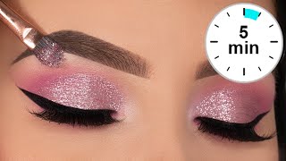 5 MINUTE Glitter Eye Makeup Tutorial  Prom Eye Makeup [upl. by Enamart351]