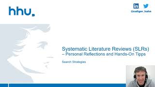 Tutorial Systematic Literature Reviews  Part 2 Search Strategies [upl. by Bonne]