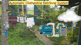 Automatic Clothesline Retrieval System using Rain Sensor and Arduino [upl. by Vasya]