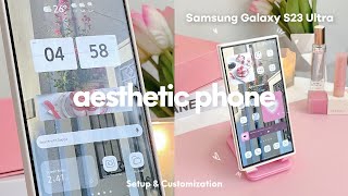 how to make your android phone aesthetic 🧸🎀  Samsung Galaxy S23 Ultra  setup amp customization 💕 [upl. by Obe]