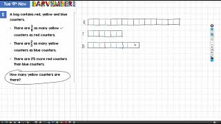 Bar model solution to word problem 9 Nov 2021 Barvember [upl. by Nireil]