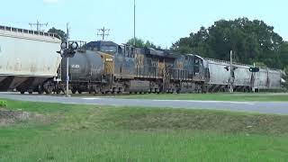 CSX M 653 14 mixed freight by the SE Shelby main to main 61524 four engine set 2 head 2 Mid [upl. by Biancha]