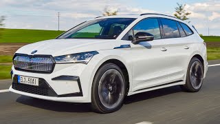 Skoda ENYAQ SPORTLINE 2022  DRIVING exterior amp interior Moon White [upl. by Othelia]