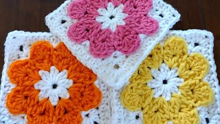 Crochet Granny Square  Flower Granny Square  Crochet  Craft [upl. by Farhsa]