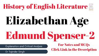 Edmund Spenser 2  Elizabethan Age  NET NTA PGT English  History of English Literature [upl. by Crespi139]