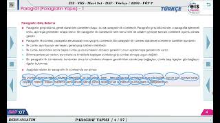 Mavi Set Türkçe  Paragraf Paragrafın Yapısı   1 📝 [upl. by Eadrahs]