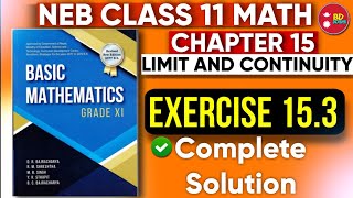 Complete Solution of Exercise 153 Chapter 15  Limits and Continuity Class 11 Basic Mathematics [upl. by Patsy]