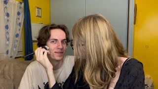 ASMR doing my boyfriend’s makeup and making him try asmr 1000 subscribers special [upl. by Chiaki]