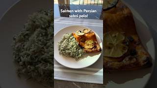 Salmon Meets Iranian Vegetable Rice  Sabzi Polo Recipe persianfood cookingvideo salmonrecipe [upl. by Arriek941]