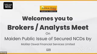 Motilal Oswal Financial Services Ltd  Brokers  Analysts Meet on maiden public issue of NCD [upl. by Notnerb168]