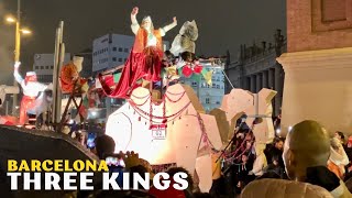 Cabalgata de Reyes Magos 2024 Barcelona  Three Kings Parade in Spain Raining [upl. by Ahsiuqat]