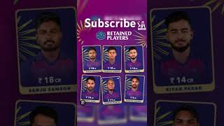 RR retained player list  shorts ipl cricket ytshorts iplauction [upl. by Sabino]