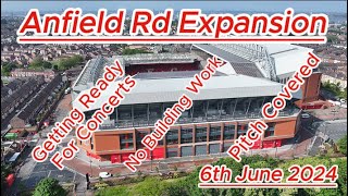 Anfield Rd Expansion  6th June  Liverpool FC  getting ready for Taylor Swift and Pink Concerts [upl. by Narbig]