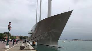 Superyacht A designed by Philippe Starck owned by Mr Melnichenko spotted in Venice [upl. by Nairred]