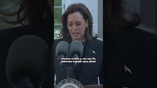 Debemos aliviar el inmenso sufrimiento de los palestinos inocentes de Gaza Kamala Harris Latinus [upl. by Yenalem]