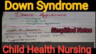 Notes of Down Syndrome in Child Health Nursing Pediatrics in Hindi Bsc Nursing [upl. by Evod239]