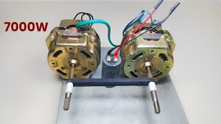 How to Make 230v Free Energy Generator With Two Fan Motor Fan coil magnetic Power at home [upl. by Cyb]