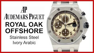 ▶ Audemars Piguet Royal Oak Offshore Safari Ivory Dial 42mm REVIEW  26470STOOA801CR01 [upl. by Glen]