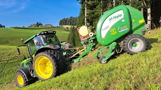 John Deere 6130R mit McHale F5600  Rundballen pressen  Röthlisberger Otzenberg [upl. by Raynor]