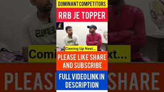 RRB JE Topper Interview  RRB NTPC Topper Interview  Railway New Vacancy 2024shorts youtubeshorts [upl. by Larok]