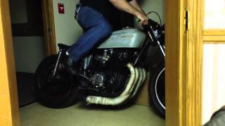 1974 CB750 SOHC Rebuilt shooting flames Indoors [upl. by Delano]