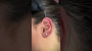 MUST WATCH ⚠️ Vertical helix piercing [upl. by Lalat]