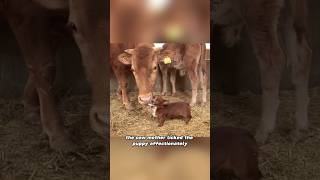 The dog saved the cow mom through its efforts animals dog cow love shorts [upl. by Rakso]