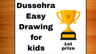 Dussehra DrawingVijayadashami poster making drawingDussehra easy drawing for kidsDussehra poster [upl. by Venola595]