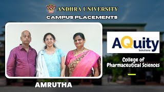 Andhra University Campus Placements  College of Pharmaceutical Sciences  Amrutha [upl. by Nuahsyt354]