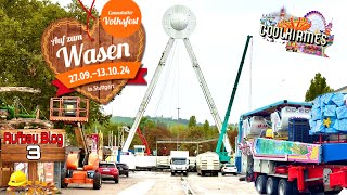 177 Cannstatter Volksfest 2024  Aufbau Blog 3 1192024  Clip by CoolKirmes [upl. by Nuahsor]