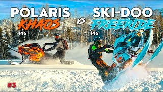 SkiDoo Freeride vs Polaris Khaos 9R  Battle of the 146s [upl. by Iline380]