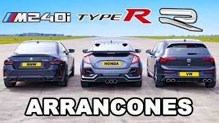 BMW M240i vs VW Golf R vs Civic Type R ARRANCONES [upl. by Nywloc]