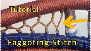 Faggoting Stitch Tutorial for Beginners in Pine Needle Baskets [upl. by Rosenquist551]