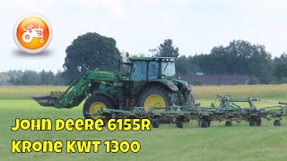 Silage 2024  John Deere 6155R amp Krone KWT 1300 tedder [upl. by Ahseid]