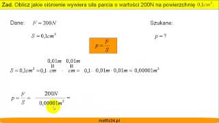 Ciśnienie i siła parcia  Zadanie  Matfiz24pl [upl. by Eenyaj310]