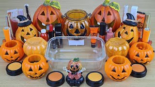 HALLOWEEN SLIME 🎃🦇👻 Mixing makeup and glitter into Clear Slime Satisfying Slime Video [upl. by Cristin]