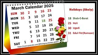 March Calendar 2025 marchcalender2025 [upl. by Carlton984]