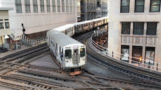 CTA HD 60fps Chicago quotLquot Trains  Tower 18 Interlocking on The Loop 2819 [upl. by Ennaxor]