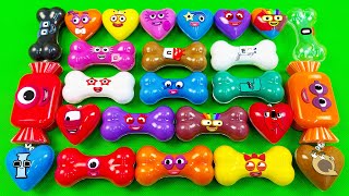 Numberblocks  Looking All CLAY with Mini Heart Bones Shapes Mix Coloring Satisfying Videos ASMR [upl. by Yrovi]