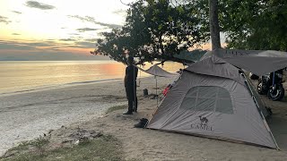 Relaxing  Offroad  camping  motorcycle in the sea pasir lanun  reconnect with nature  ASMR [upl. by Eadrahs493]