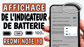 Comment afficher le pourcentage de batterie intégré sur redmi note 10 [upl. by Nosilla649]