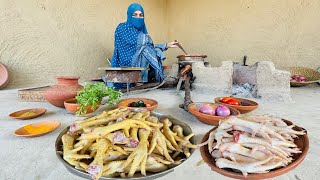 hen legs cooking chicken ke panje chicken leg recipe chicken feet recipe village women making how to [upl. by Erdnaet]