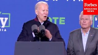 Biden Responds To Protesters During Virginia Rally For McAuliffe [upl. by Owiat254]